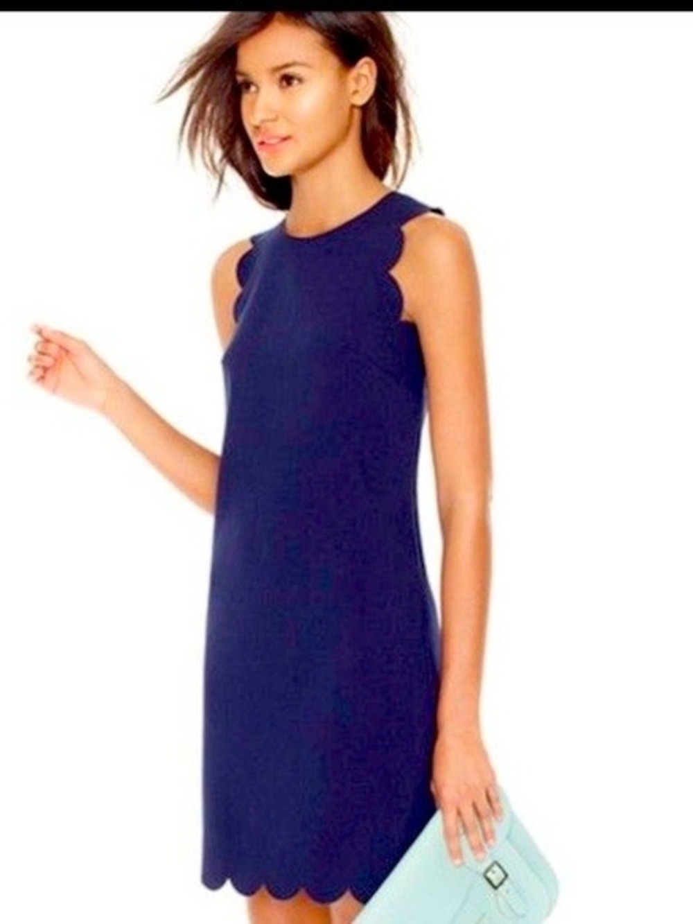 NWT J. Crew Navy Scallop Sleeveless Shift Dress